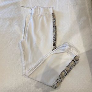 White snake print sweatpants
